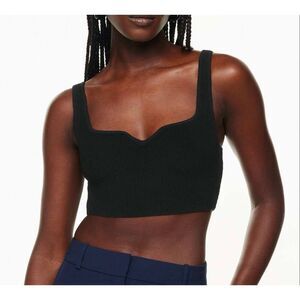 Aritzia Babaton Sculpt Knit Notch Tank Black